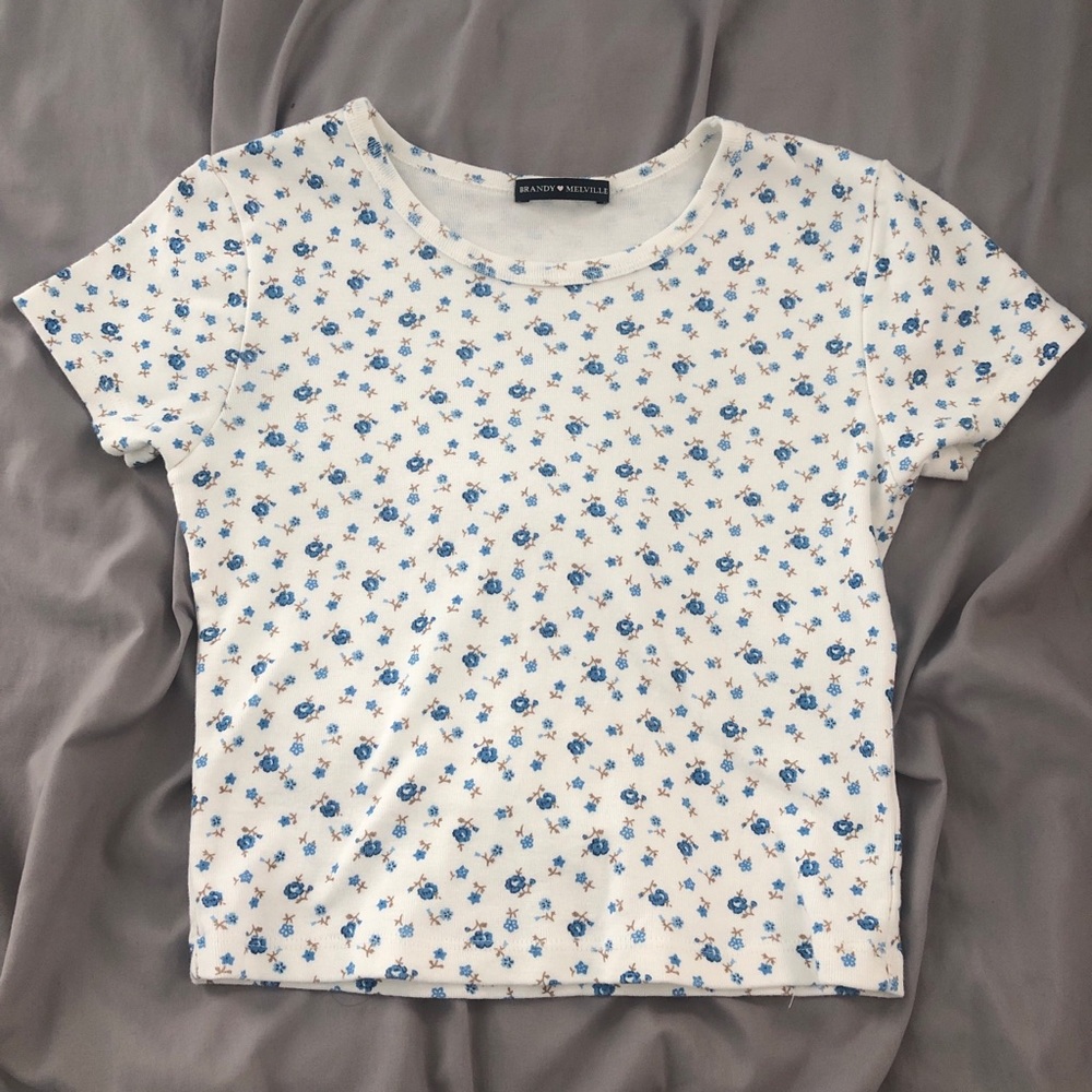 Blue Floral Brandy Melville Top